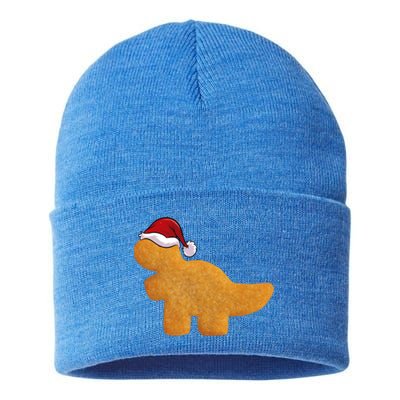 Dino Trex Chicken Nugget Funny Tyrannosaurus Christmas Gift Sustainable Knit Beanie