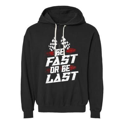 Dirt Track Drag Racing Race Vintage Garment-Dyed Fleece Hoodie