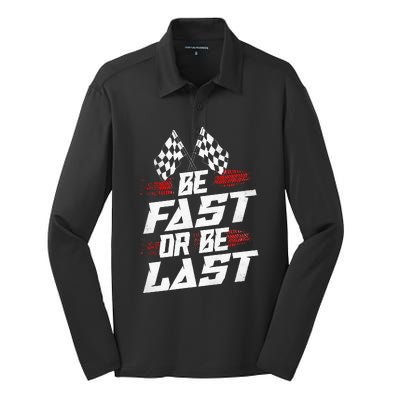 Dirt Track Drag Racing Race Vintage Silk Touch Performance Long Sleeve Polo