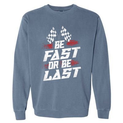 Dirt Track Drag Racing Race Vintage Garment-Dyed Sweatshirt