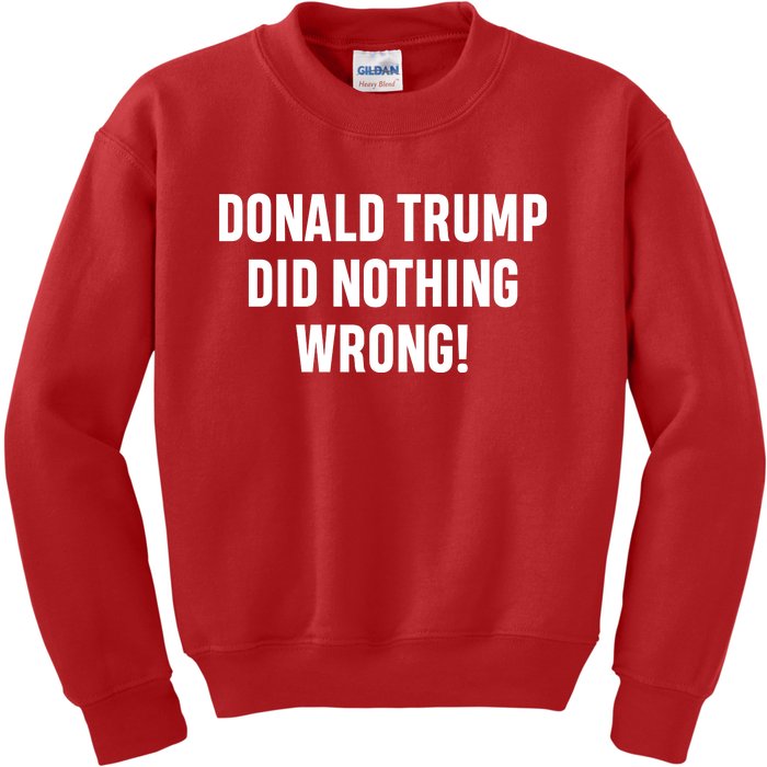 Donald Trump Did Nothing Wrong! Kids Sweatshirt