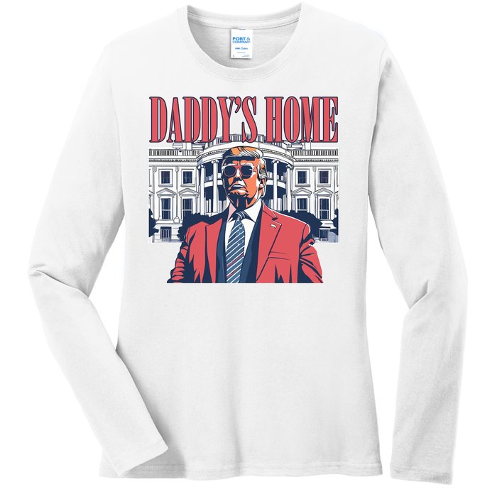 Donald Trump Daddys Home White House Ladies Long Sleeve Shirt