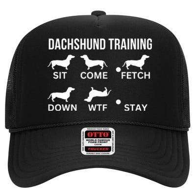 Dachshund Training Dachshund Dog Tricks High Crown Mesh Back Trucker Hat