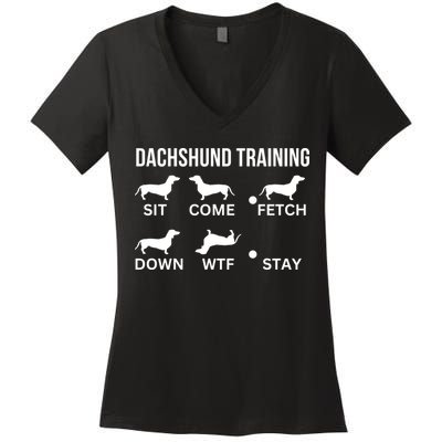 Dachshund Training Dachshund Dog Tricks Women's V-Neck T-Shirt