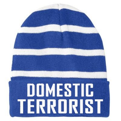 Domestic Terrorist Striped Beanie with Solid Band