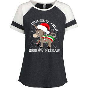 Dominick The Donkey Chingedy Ching Italian Christmas Donkey Enza Ladies Jersey Colorblock Tee