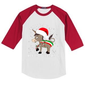 Dominick The Donkey Chingedy Ching Italian Christmas Donkey Kids Colorblock Raglan Jersey