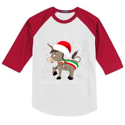 Dominick The Donkey Chingedy Ching Italian Christmas Donkey Kids Colorblock Raglan Jersey