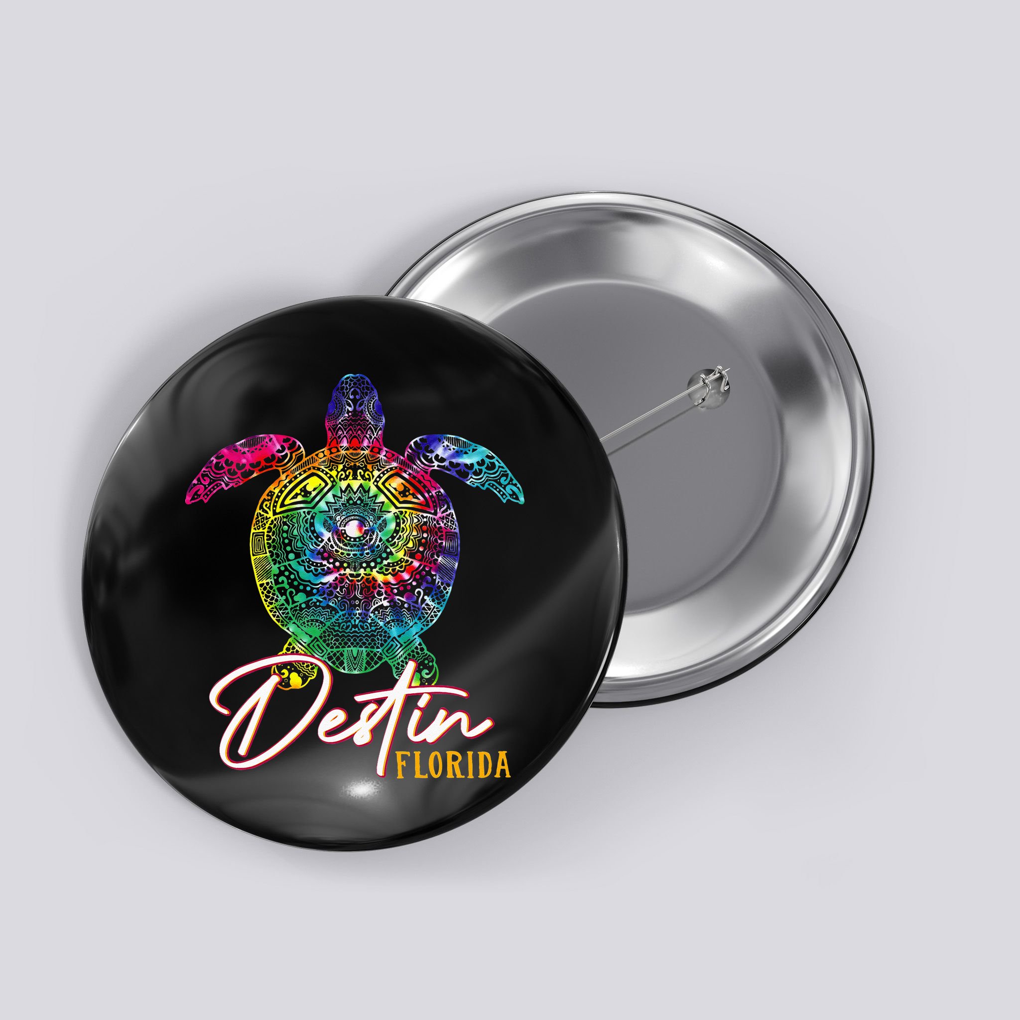Destin Tie Dye Sea Turtle Florida Matching Family Vacation Button