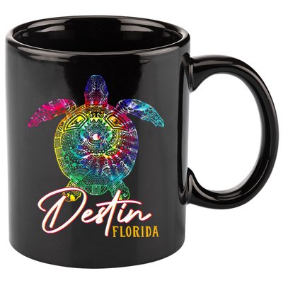 Destin Tie Dye Sea Turtle Florida Matching Family Vacation 11oz C Handle Ceramic Mug