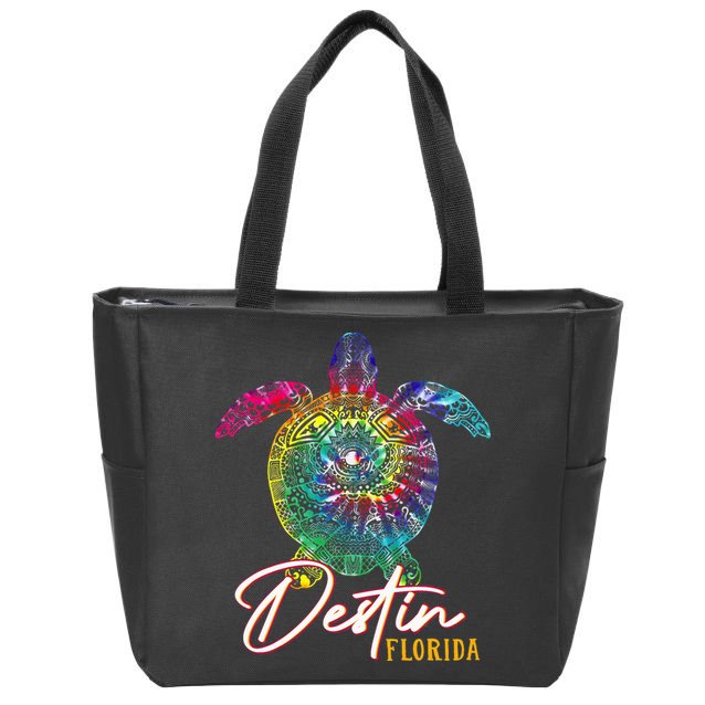 Destin Tie Dye Sea Turtle Florida Matching Family Vacation Zip Tote Bag