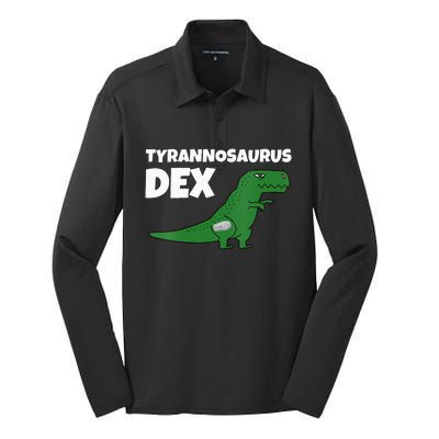 DiaBeTees Tyrannosaurus Dex Diabetes Awareness Silk Touch Performance Long Sleeve Polo