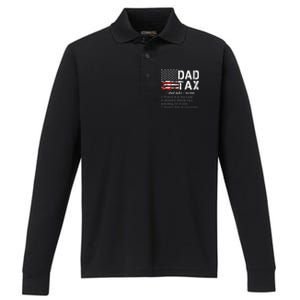 Dad Tax Definition Funny Fathers Day Performance Long Sleeve Polo