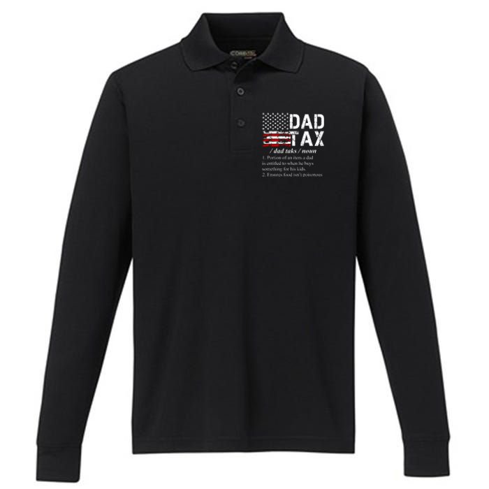 Dad Tax Definition Funny Fathers Day Performance Long Sleeve Polo