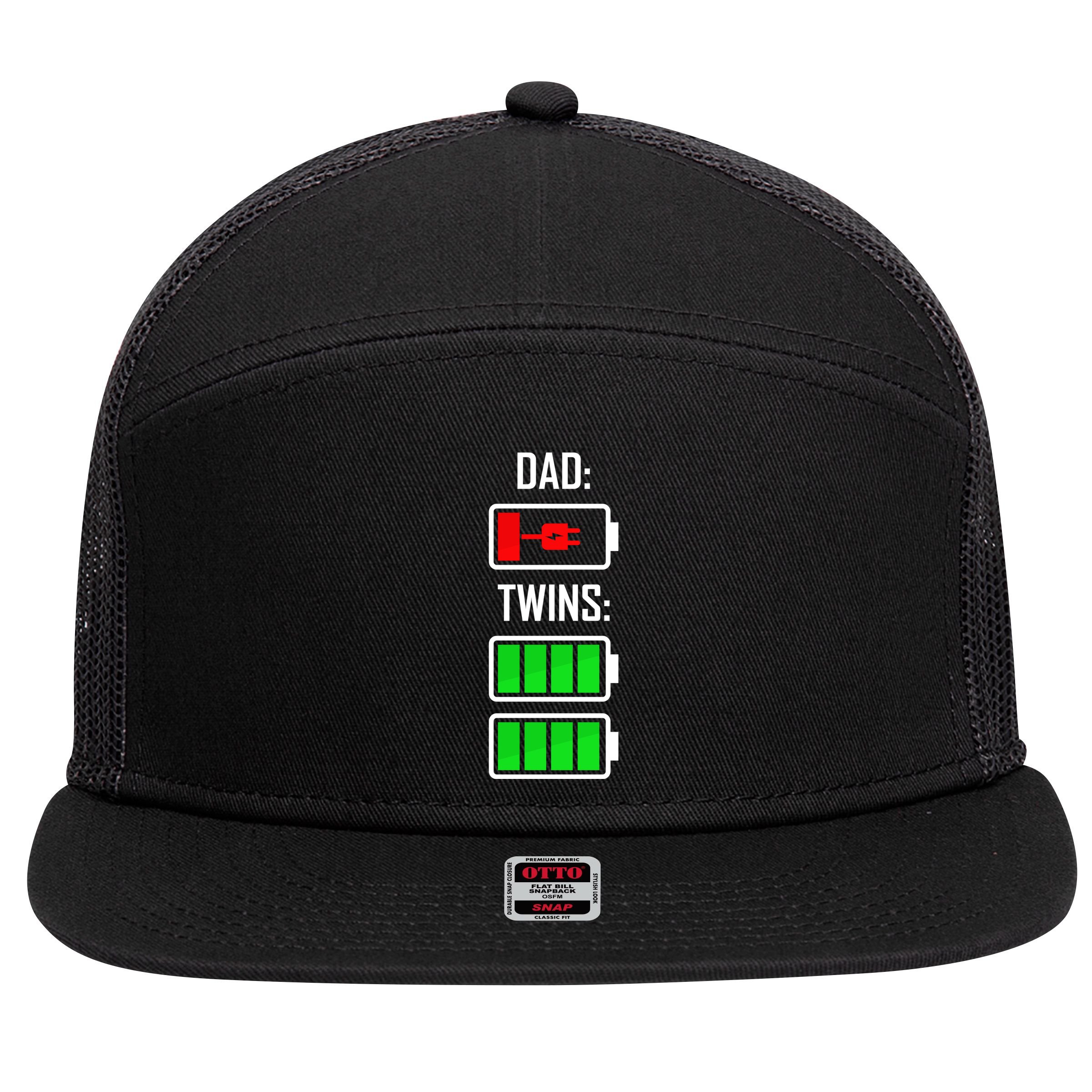 Dad Of Twins 7 Panel Mesh Trucker Snapback Hat
