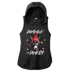 Dominick The Donkey Christmas Funny Xmas Donkey Lover Ladies PosiCharge Tri-Blend Wicking Draft Hoodie Tank