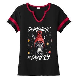 Dominick The Donkey Christmas Funny Xmas Donkey Lover Ladies Halftime Notch Neck Tee