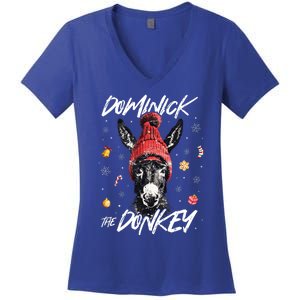 Dominick The Donkey Christmas Funny Xmas Donkey Lover Women's V-Neck T-Shirt