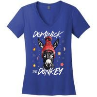 Dominick The Donkey Christmas Funny Xmas Donkey Lover Women's V-Neck T-Shirt