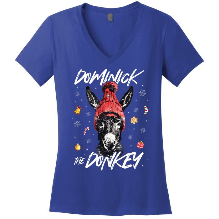 Dominick The Donkey Christmas Funny Xmas Donkey Lover Women's V-Neck T-Shirt