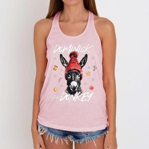 Dominick The Donkey Christmas Funny Xmas Donkey Lover Women's Knotted Racerback Tank