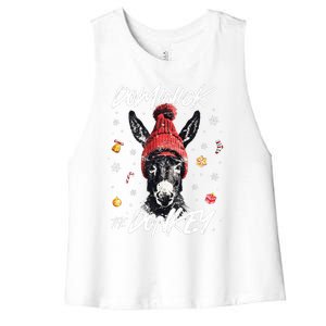 Dominick The Donkey Christmas Funny Xmas Donkey Lover Women's Racerback Cropped Tank