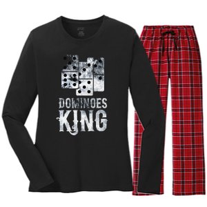 Dominoes Tiles Domino Player Dominoes Lover Women's Long Sleeve Flannel Pajama Set 