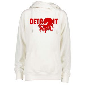 Down Town Detroit City Michigan Octopus Kraken Hockey Womens Funnel Neck Pullover Hood