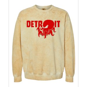 Down Town Detroit City Michigan Octopus Kraken Hockey Colorblast Crewneck Sweatshirt