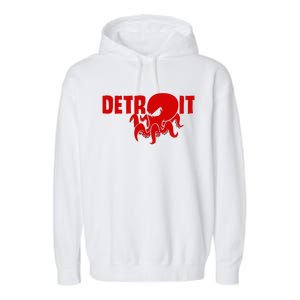 Down Town Detroit City Michigan Octopus Kraken Hockey Garment-Dyed Fleece Hoodie