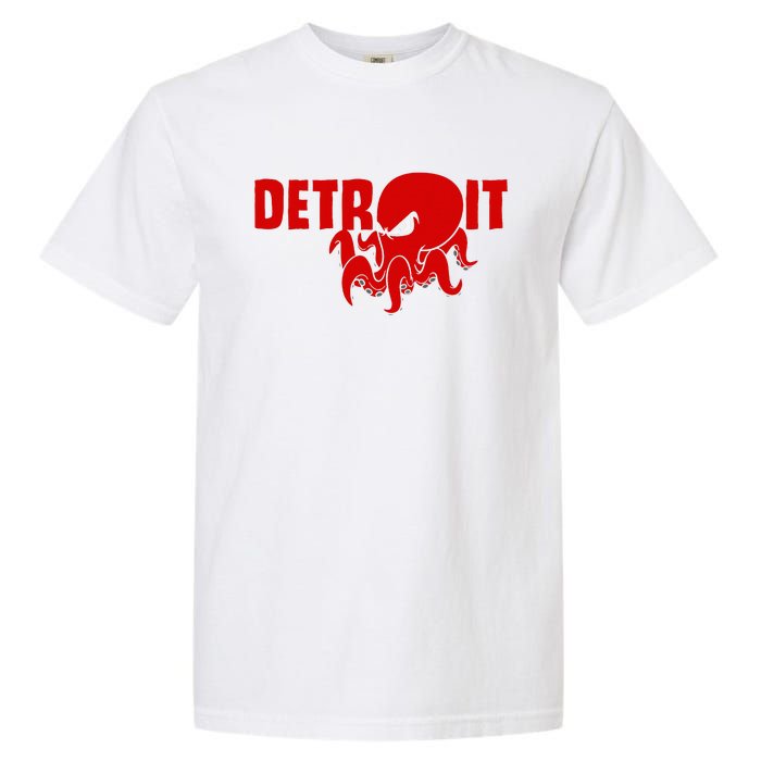 Down Town Detroit City Michigan Octopus Kraken Hockey Garment-Dyed Heavyweight T-Shirt