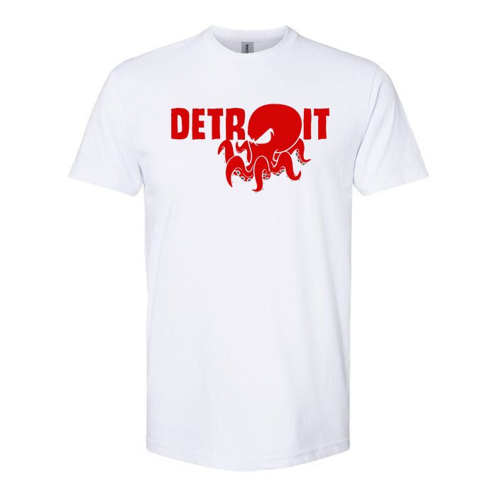 Down Town Detroit City Michigan Octopus Kraken Hockey Softstyle CVC T-Shirt