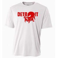 Down Town Detroit City Michigan Octopus Kraken Hockey Cooling Performance Crew T-Shirt