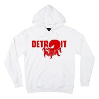 Down Town Detroit City Michigan Octopus Kraken Hockey Hoodie