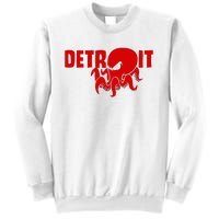 Down Town Detroit City Michigan Octopus Kraken Hockey Sweatshirt