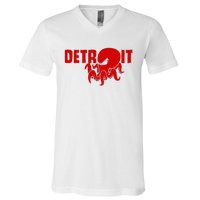 Down Town Detroit City Michigan Octopus Kraken Hockey V-Neck T-Shirt