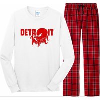 Down Town Detroit City Michigan Octopus Kraken Hockey Long Sleeve Pajama Set