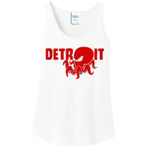 Down Town Detroit City Michigan Octopus Kraken Hockey Ladies Essential Tank