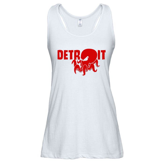 Down Town Detroit City Michigan Octopus Kraken Hockey Ladies Essential Flowy Tank