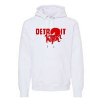 Down Town Detroit City Michigan Octopus Kraken Hockey Premium Hoodie