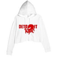 Down Town Detroit City Michigan Octopus Kraken Hockey Crop Fleece Hoodie