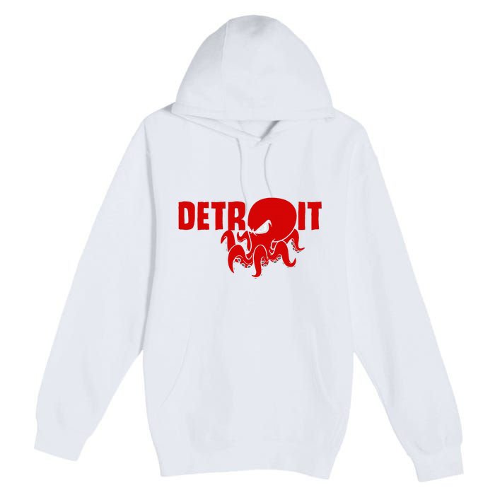 Down Town Detroit City Michigan Octopus Kraken Hockey Premium Pullover Hoodie