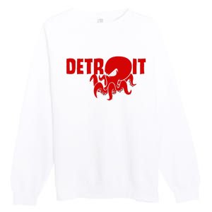 Down Town Detroit City Michigan Octopus Kraken Hockey Premium Crewneck Sweatshirt