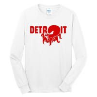 Down Town Detroit City Michigan Octopus Kraken Hockey Tall Long Sleeve T-Shirt