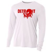 Down Town Detroit City Michigan Octopus Kraken Hockey Cooling Performance Long Sleeve Crew