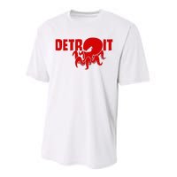 Down Town Detroit City Michigan Octopus Kraken Hockey Performance Sprint T-Shirt