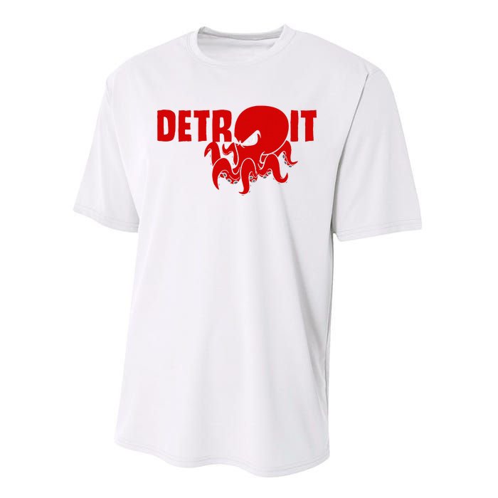 Down Town Detroit City Michigan Octopus Kraken Hockey Performance Sprint T-Shirt