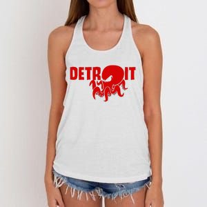 Down Town Detroit City Michigan Octopus Kraken Hockey Women's Knotted Racerback Tank