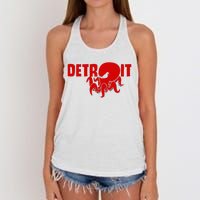 Down Town Detroit City Michigan Octopus Kraken Hockey Women's Knotted Racerback Tank