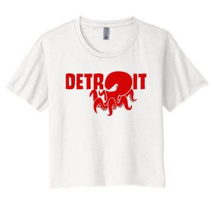 Down Town Detroit City Michigan Octopus Kraken Hockey Women's Crop Top Tee